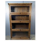 Four-Tier Wood Barrister Bookcase with Glass Fronts Four-Tier Wood Barrister Bookcase with Glass Fronts