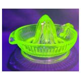 Uranium Glass Citrus Juicer  Uranium Glass Citrus Juicer
