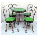 Miniature Metal Parlor Table and Chairs  Miniature Metal Parlor Table and Chairs
