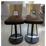 Modern Adjustable Height Swivel Bar Stools, Qty 2  Modern Adjustable Height Swivel Bar Stools, Qty 2