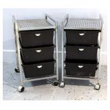 Rolling Three Drawer Storage Carts, Qty 2 Rolling Three Drawer Storage Carts, Qty 2