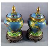 Cloisonne Vases with Stands, Qty 2 Cloisonne Vases with Stands, Qty 2