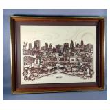 Framed Limited Edition World Cities Ltd. Kansas City "City of Fountains" Marble Engraving, 272/5000  Framed Limited Edition World Cities Ltd. Kansas City "City of Fountains" Marble Engraving, 272/5000