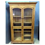 Pine Wooden Display Cabinet With Glass Doors And Shelves Pine Wooden Display Cabinet With Glass Doors And Shelves