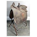 Antique Tooled Leather Side Saddle Believed to Have Belonged to Grace Van Brunt  Antique Tooled Leather Side Saddle Believed to Have Belonged to Grace Van Brunt