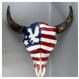 Isabella Mayo Hand Painted Complete American Buffalo/Bison Skull With Eagle And American Flag Design Isabella Mayo Hand Painted Complete American Buffalo/Bison Skull With Eagle And American Flag Design