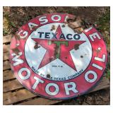 Texaco Motor Oil Gasoline Double Sided Porcelain Sign, 42"  Texaco Motor Oil Gasoline Double Sided Porcelain Sign, 42"