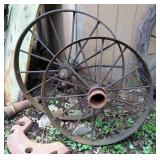 Metal Wagon Wheels, Qty 2, 36" and 32" Metal Wagon Wheels, Qty 2, 36" and 32"