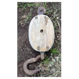 Rustic Wooden Pulley with Hook  Rustic Wooden Pulley with Hook