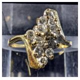 14k Gold and Diamond Cluster Ring