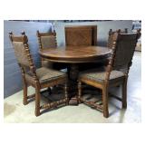 Turned Wood Dining Table with Matching Chairs