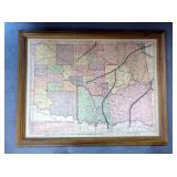 Framed Oklahoma Indian Territories and Missouri Road Map Poster