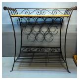 Wrought Iron Wine Rack with Woven Top 