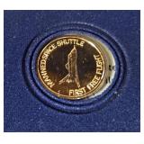 The Danbury Mint Manned Space Shuttle Limited Edition 10K Gold Piece, With Certificate Of Registrati