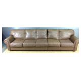 Leather Center Taupe Two-Piece Leather Sofa 
