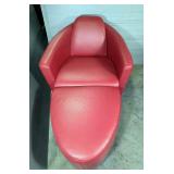 Contemporary Calia Italia Red Leather Chair and Ottoman 