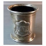 Hallmarked English Sterling Silver Collection Including Mustard Pot With Spoon And Blue Glass Liner,