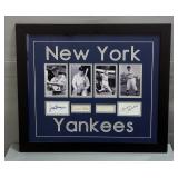 New York Yankees Framed Photographs And Autographs Including Joe DiMaggio, Babe Ruth, Lou Gehrig, An