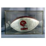 1996 Kansas City Chiefs Stamped Signature Football in Display Case 