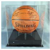 Signed Charlotte Hornets NBA Basketball in Display Case