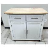 Rolling Kitchen Island With Leaf Extension, Missing One Wheel 3