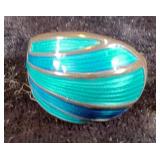 David Anderson Norway Silver Handmade Ring, Size 6, And Sterling Horse Shoe Ring With Turquoise, Siz