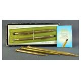 Cross 12K Gold-Filled Pen And Pencil Set, In Original Box, Signet Gold Filled Pencil, Shur-Rite Gold