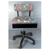 Adjustable Rolling Sewing Chair with Storage 