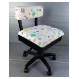 Adjustable Rolling Sewing Chair with Storage 