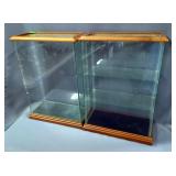 Glass Display Cabinets with Wood Trim, 21.5" x 15.5" x 7.5" 