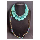 Turquoise and Pearl Beaded Necklaces 