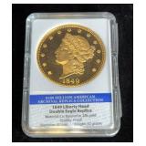 1933 Gold Double Eagle Replica Coin And 1849 Liberty Head Double Eagle Replica Coin, Both 24k Gold P