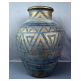 Decorative Pottery Vase with Gold Triangle Pattern