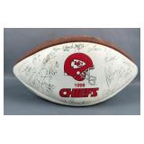 1998 Kansas City Chiefs Signed Football, Various Signatures, Mini Helmet And Trading Cards 
