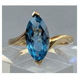 14K Yellow Gold And Blue Topaz Ring, Size 7  14K Yellow Gold And Blue Topaz Ring, Size 7