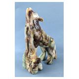 Polished Green Onyx Howling Wolf Statue, 6.25" Tall  Polished Green Onyx Howling Wolf Statue, 6.25" Tall