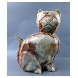 Polished Green Onyx Cat Statue, 8.25" Tall  Polished Green Onyx Cat Statue, 8.25" Tall
