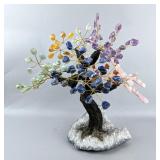 Polished Multi Stone Gemstone Tree On Geode Base, Amethyst, Citrine, Carnelian Agate, Rose Quartz, A Polished Multi Stone Gemstone Tree On Geode Base, Amethyst, Citrine, Carnelian Agate, Rose Quartz, A