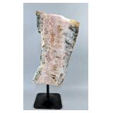 Pink Amethyst Mineral Specimen On Metal Display Stand, 10.5" Tall x 4.75" Wide  Pink Amethyst Mineral Specimen On Metal Display Stand, 10.5" Tall x 4.75" Wide