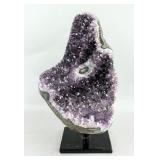 Amethyst Geode Specimen On Metal Display Stand, 6.5" Tall x 4" Wide, 0.86kg Amethyst Geode Specimen On Metal Display Stand, 6.5" Tall x 4" Wide, 0.86kg