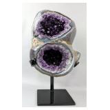 Amethyst Geode On Metal Display Stand, 12.25" Tall  Amethyst Geode On Metal Display Stand, 12.25" Tall