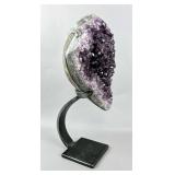 Amethyst Geode On Metal Display Stand, 11" Tall  Amethyst Geode On Metal Display Stand, 11" Tall