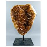 Brazilian Citrine Geode Specimen On Metal Display Stand, 11.5" Tall, 5.75kg  Brazilian Citrine Geode Specimen On Metal Display Stand, 11.5" Tall, 5.75kg