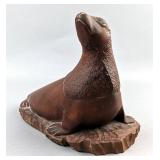 Al Coe Carved Wood Seal Sculpture, Marked With Stylized "AC" Signature, 6.5" Tall x 8" Wide Al Coe Carved Wood Seal Sculpture, Marked With Stylized "AC" Signature, 6.5" Tall x 8" Wide
