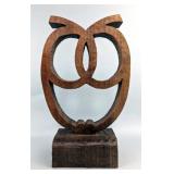 Vern Monroe Carved Wood Owl Outline Sculpture #185, Artist Signed "By Vern Monroe 1978", 9.25" Tall  Vern Monroe Carved Wood Owl Outline Sculpture #185, Artist Signed "By Vern Monroe 1978", 9.25" Tall