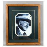 John Wayne Photo Reprint, Framed Under Glass, Frame Measures 16" x 13.25", Print Measures 8.5" x 6" John Wayne Photo Reprint, Framed Under Glass, Frame Measures 16" x 13.25", Print Measures 8.5" x 6"