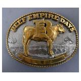 24K Gold Plated 1984 Beef Empire Days Director Belt Buckle, 3.75" x 2.75"  24K Gold Plated 1984 Beef Empire Days Director Belt Buckle, 3.75" x 2.75"