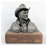 Cowboy Bust Sculpture On Wood Base, 6.25" Tall, Artist Signed "Michael Garman" Cowboy Bust Sculpture On Wood Base, 6.25" Tall, Artist Signed "Michael Garman"