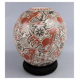 Mata Ortiz Incised Polychrome Pottery Vase, Artist Signed "Eleuterio Pina A", Mexico, 4.75" Tall  Mata Ortiz Incised Polychrome Pottery Vase, Artist Signed "Eleuterio Pina A", Mexico, 4.75" Tall