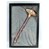 Native American Indian Seed Bead Head Knocker, 12" Long, In Glass Display Box, 12.25" x 8.25"  Native American Indian Seed Bead Head Knocker, 12" Long, In Glass Display Box, 12.25" x 8.25"